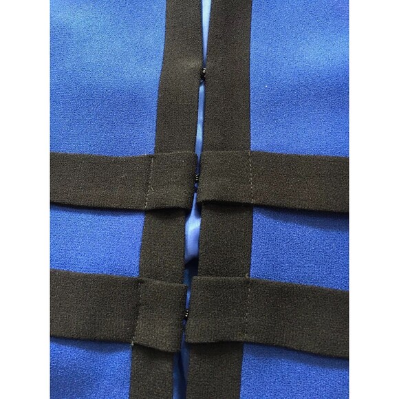 Vintage Zelda Womens Contrast Trim Tailored Blazer Jacket Blue Black 12 Large L - Picture 5 of 13